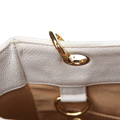 Chanel Caviar Quilted Petit Shopping Tote PST White 10 of 19