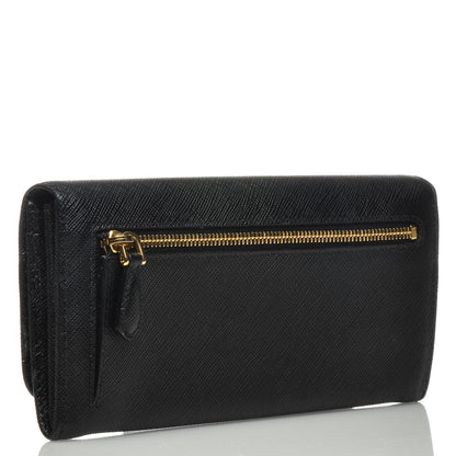 Prada Saffiano Metal Continental Flap Wallet Nero Black 3 of 6