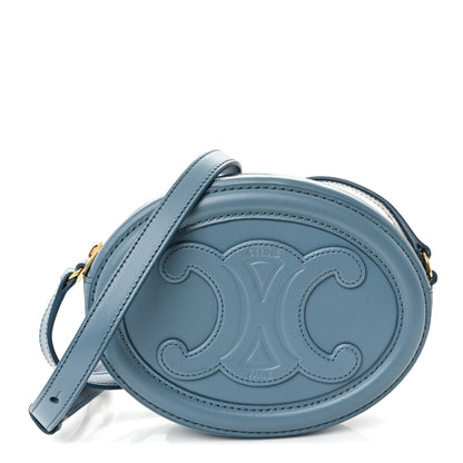 Celine Smooth Calfskin Cuir Small Triomphe Oval Crossbody Purse Denim 1 of 9