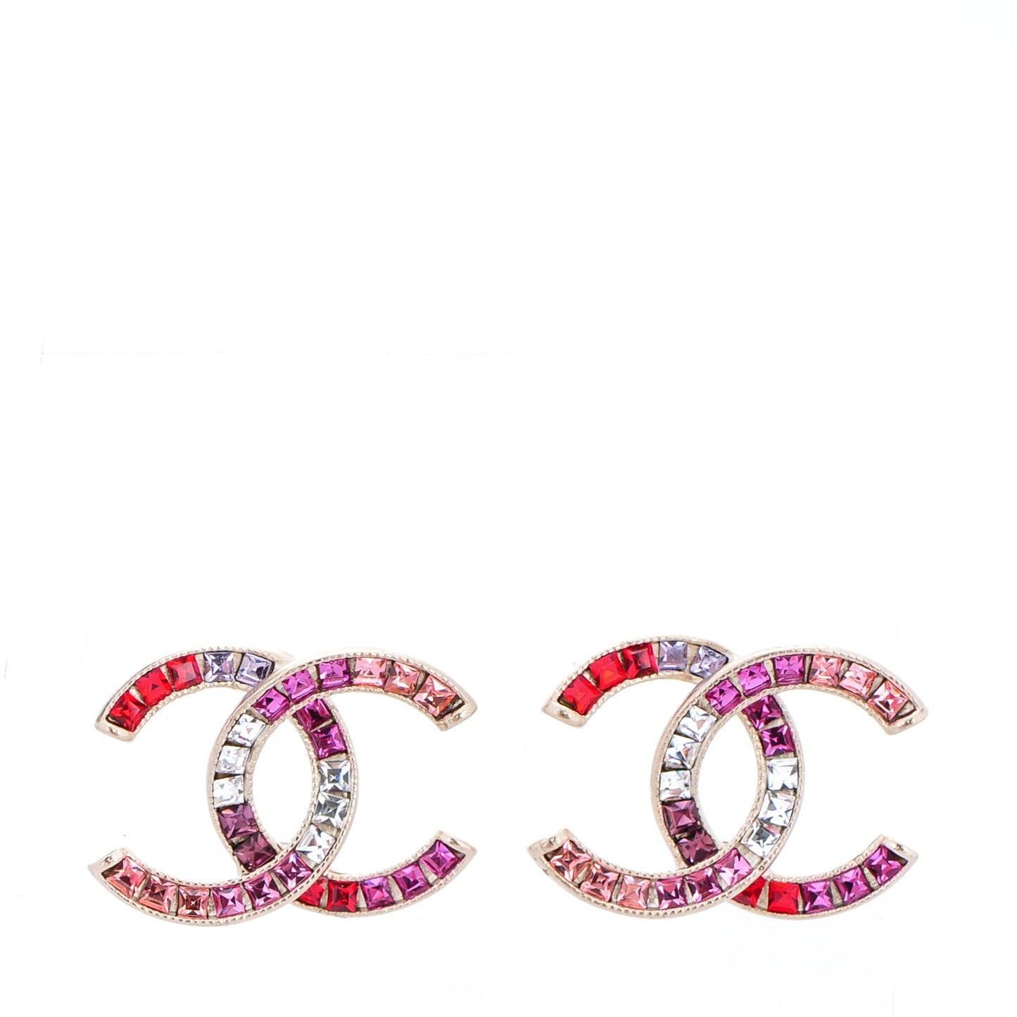 Crystal Baguette CC Earrings Gold Multicolor