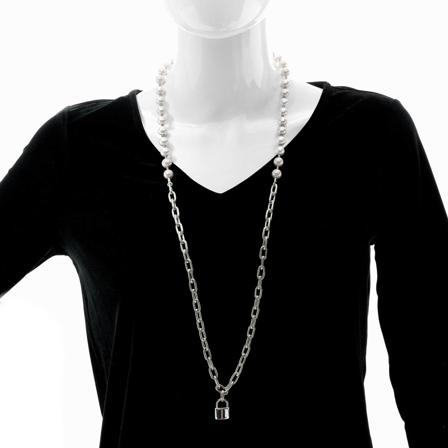 Tiffany Sterling Silver Pearl HardWear Lock Necklace 2 of 6