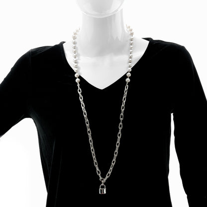 Tiffany Sterling Silver Pearl HardWear Lock Necklace 2 of 6