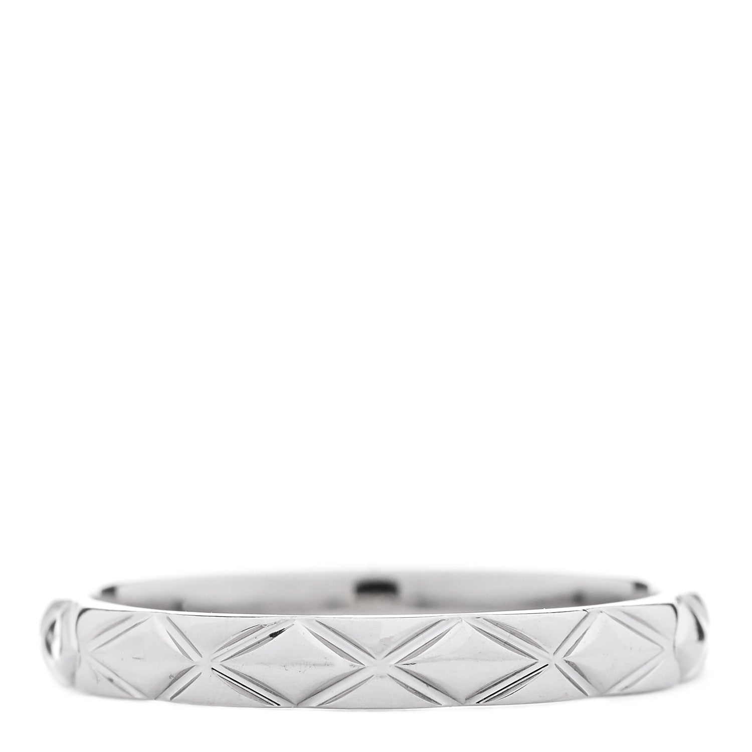 Chanel Platinum Diamond Small Matelasse Ring 48 4.5 3 of 6