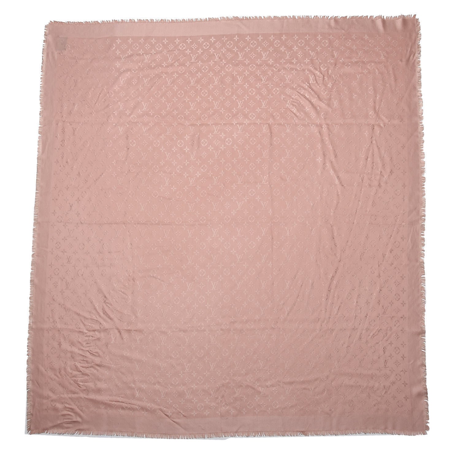 Louis Vuitton Silk Wool Monogram Shawl Natural 1 of 4