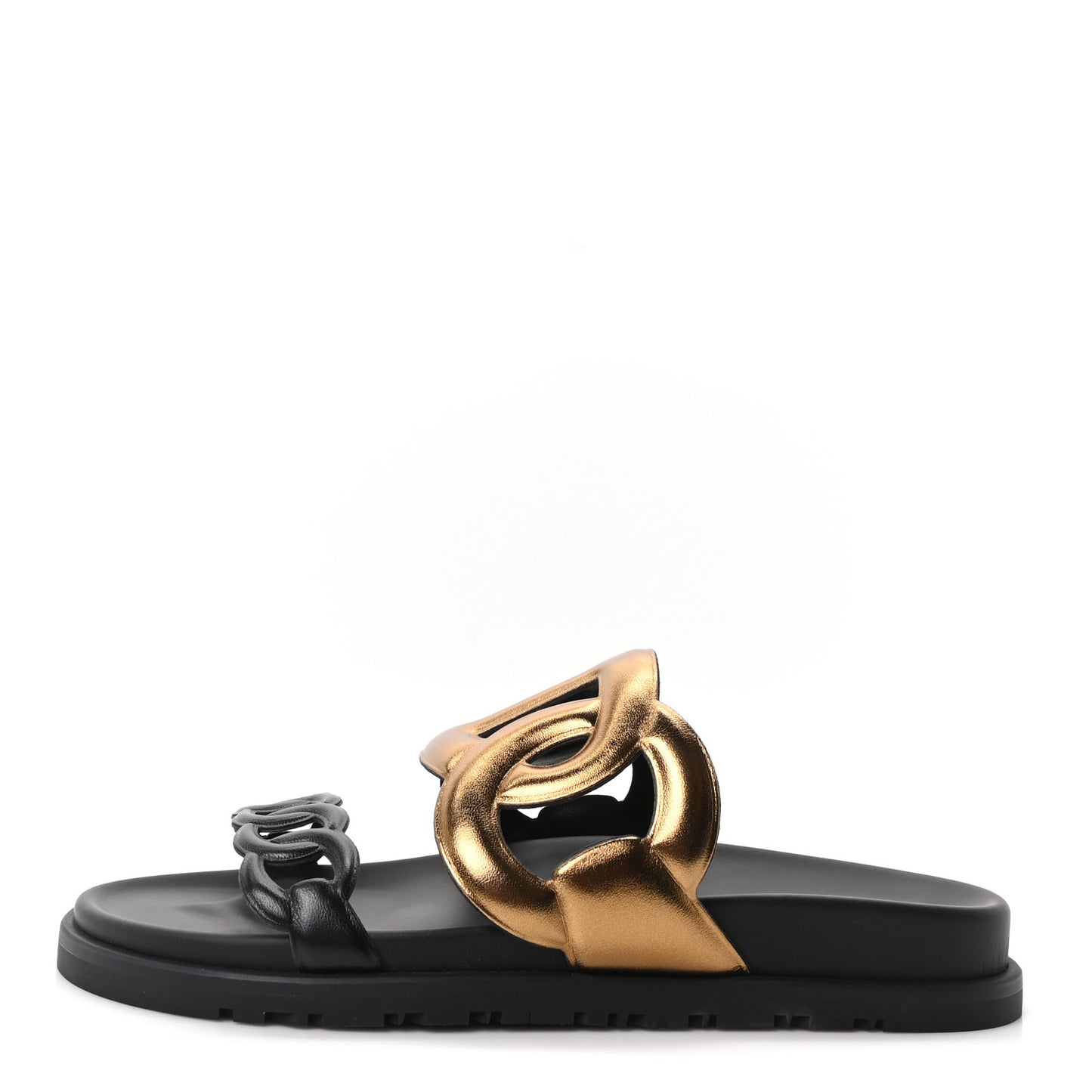 Metallic Nappa Extra Sandals 37 Black Gold