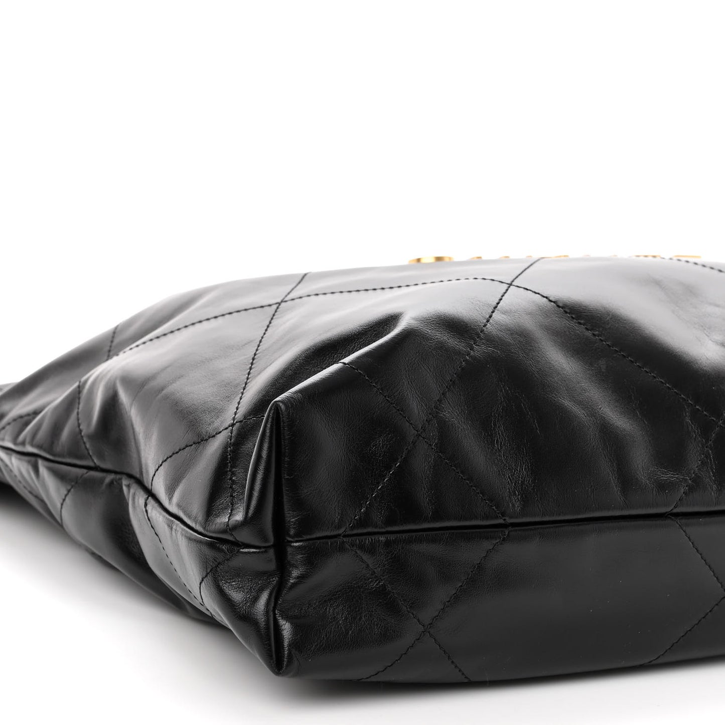 Shiny Calfskin Quilted Small Chanel 22 Black