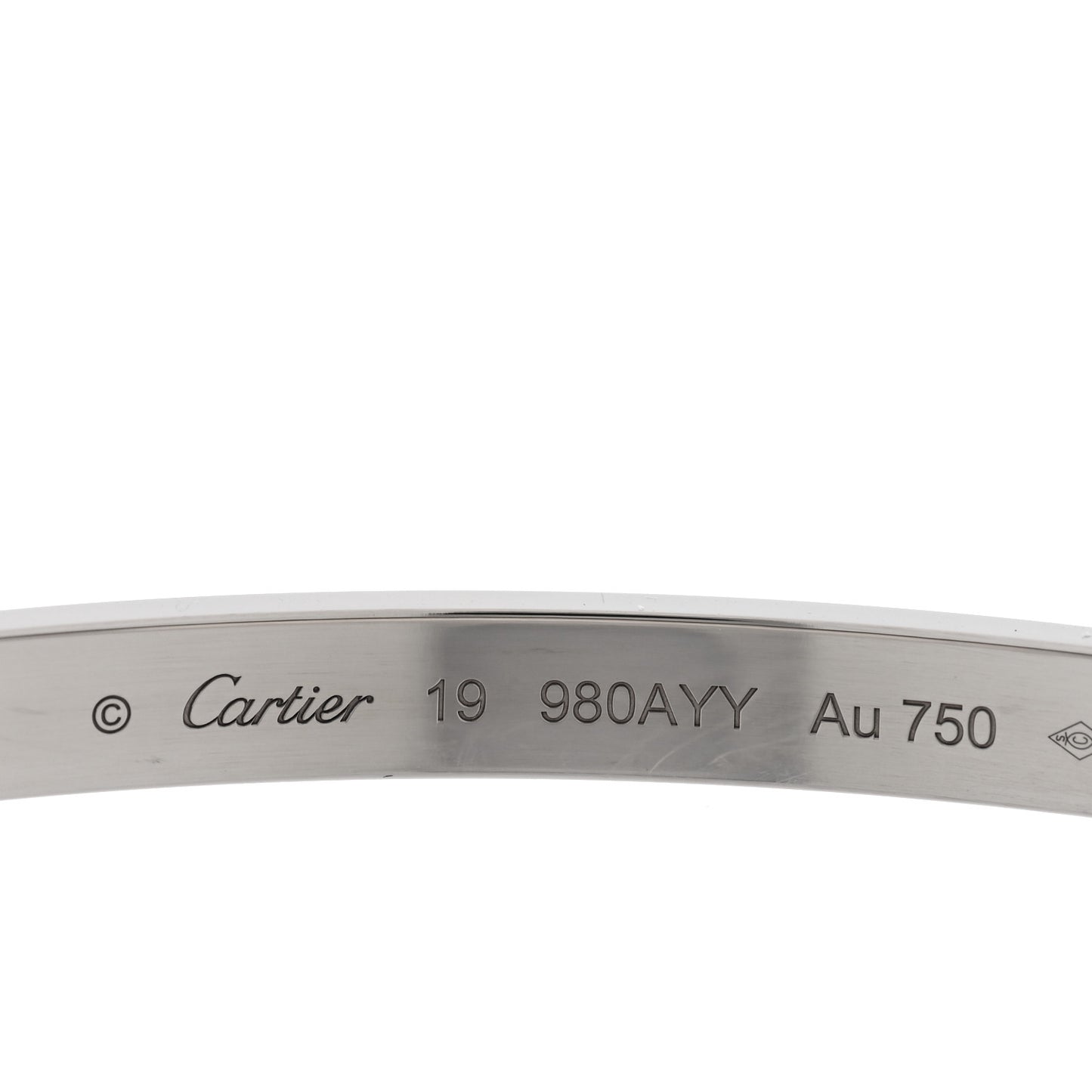 18K White Gold Medium LOVE Bracelet 19