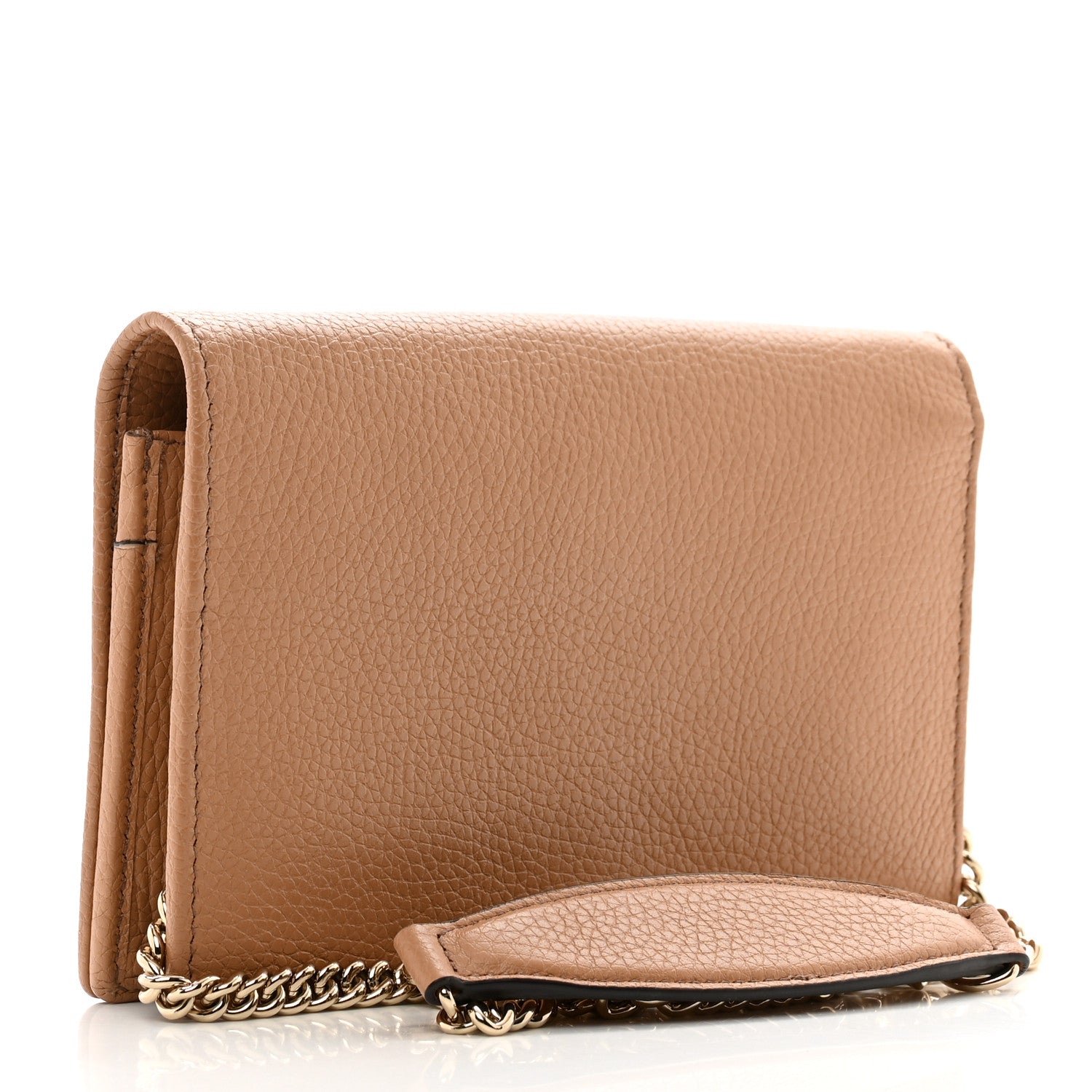 Gucci Pebbled Calfskin Soho Wallet On Chain Camelia 3 of 9
