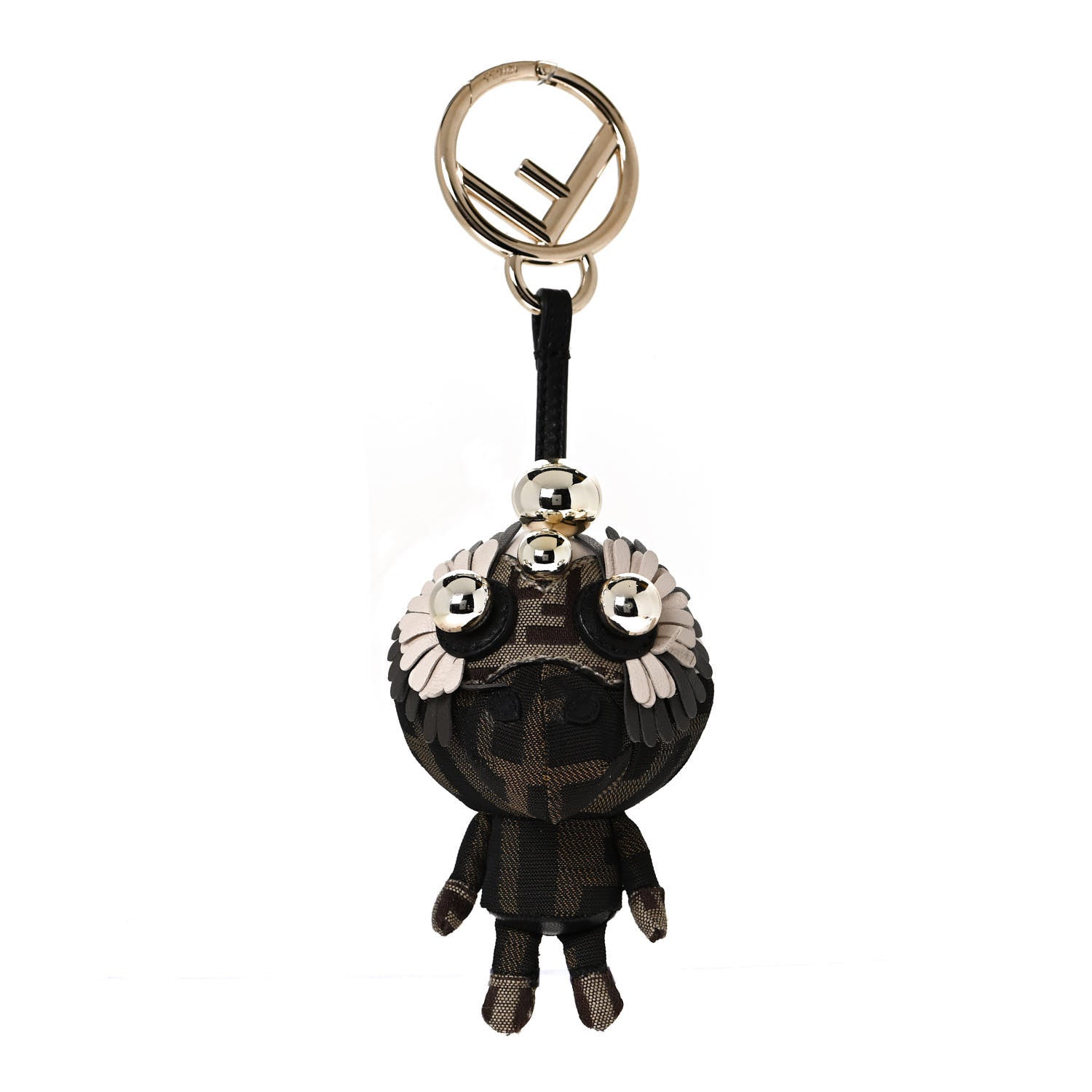Fendi Nappa Zucca Zucchino Pearl F is Fendi Space Monkey Bag Charm Camelia Carbone Mogano Panna 1 of 5