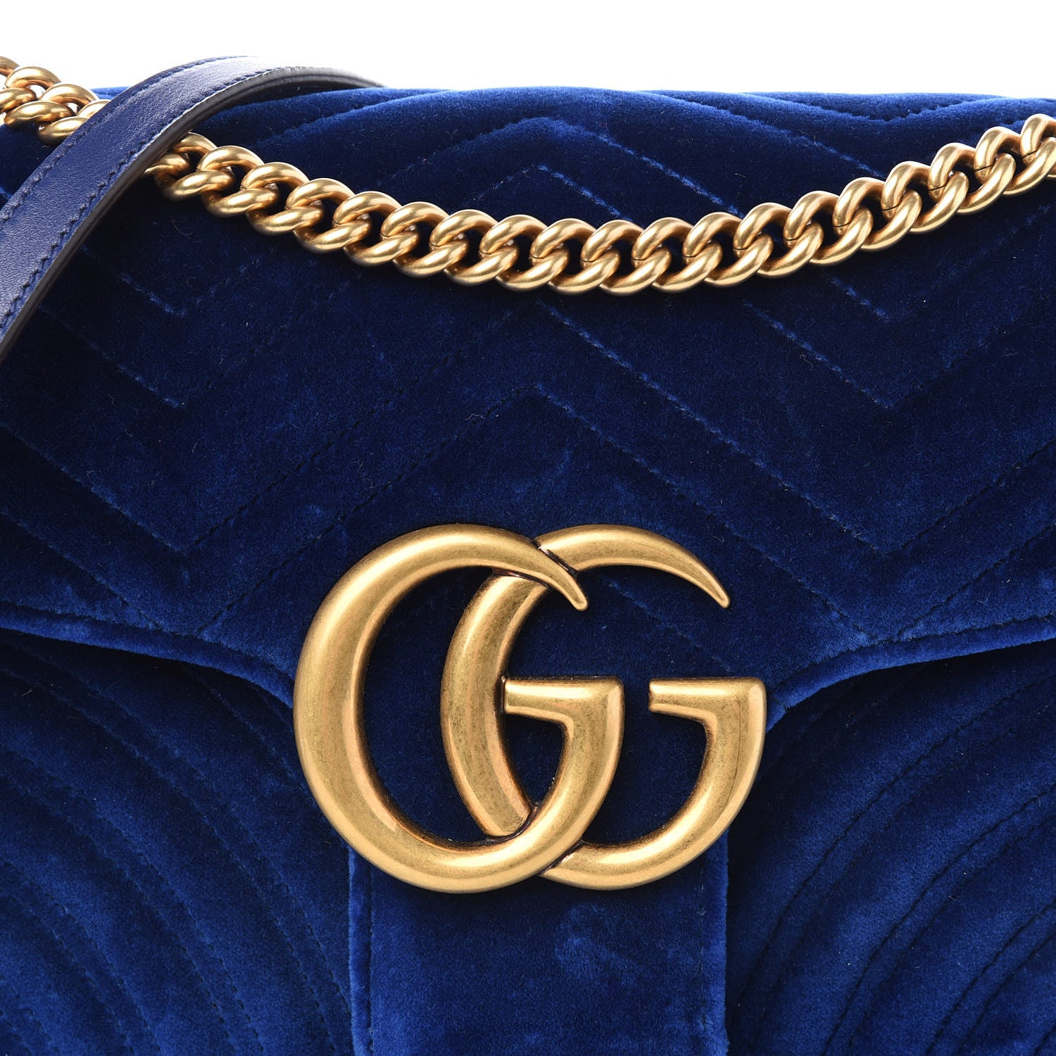 Gucci Velvet Matelasse Medium GG Marmont Shoulder Bag Cobalt Blue 9 of 9