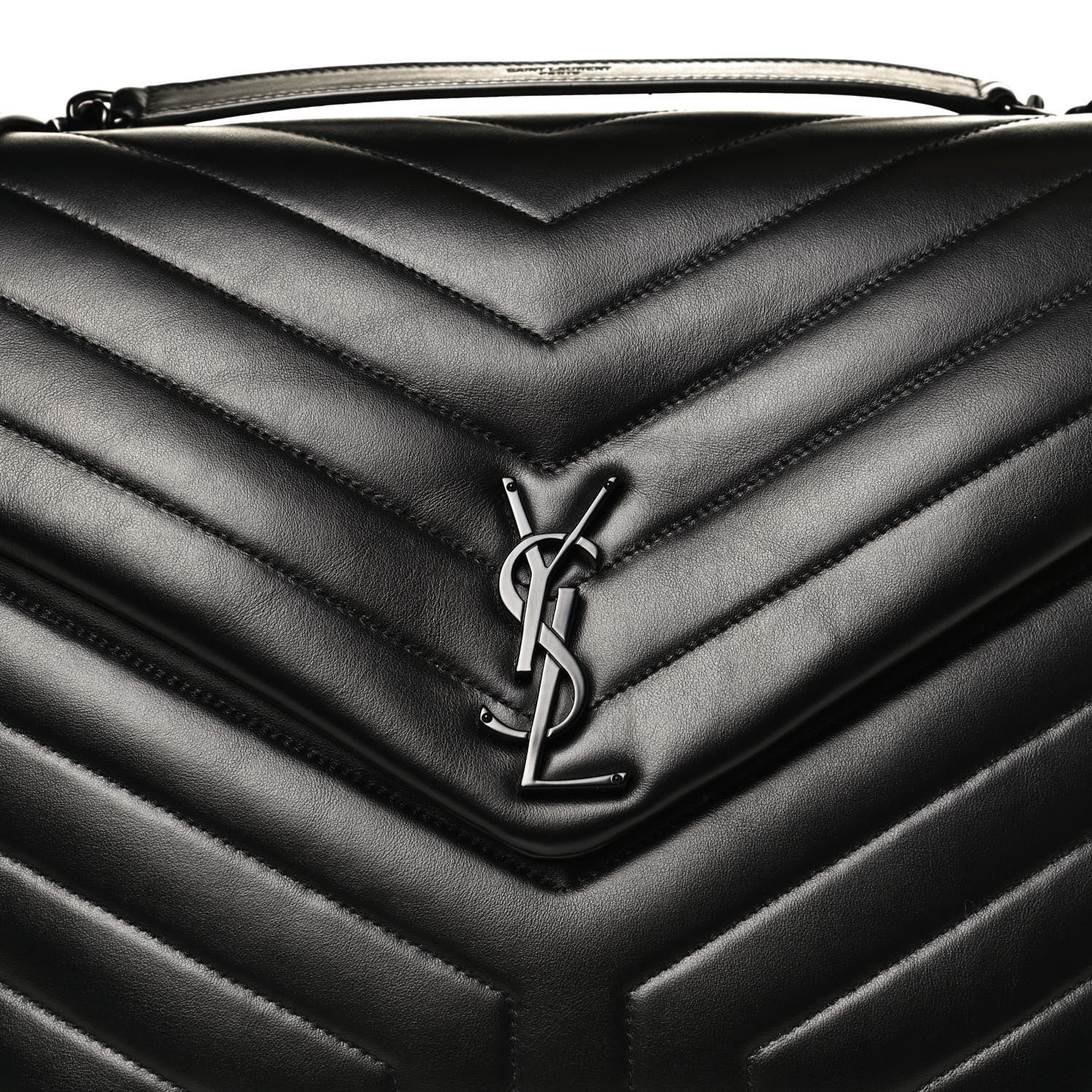 Saint Laurent Calfskin Y Quilted Monogram Large Loulou Chain Satchel Black 9 of 11