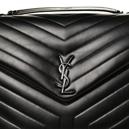 Saint Laurent Calfskin Y Quilted Monogram Large Loulou Chain Satchel Black 9 of 11