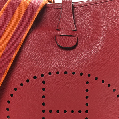 Hermes Taurillon Clemence Amazone Evelyne III PM Rouge Grenat Orange 8 of 10