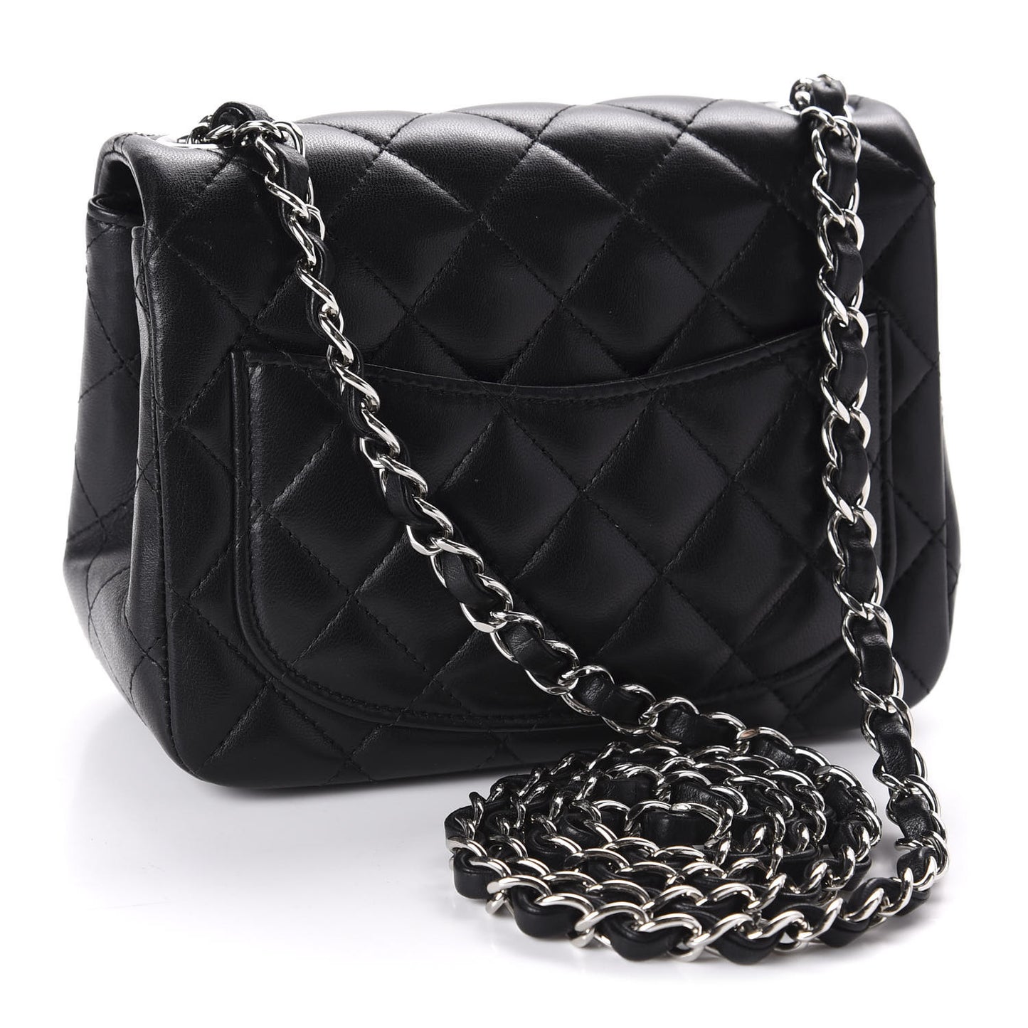Lambskin Quilted Mini Square Flap Black
