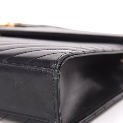 Saint Laurent Smooth Calfskin Matelasse Chevron Large Monogram Satchel Black 10 of 20