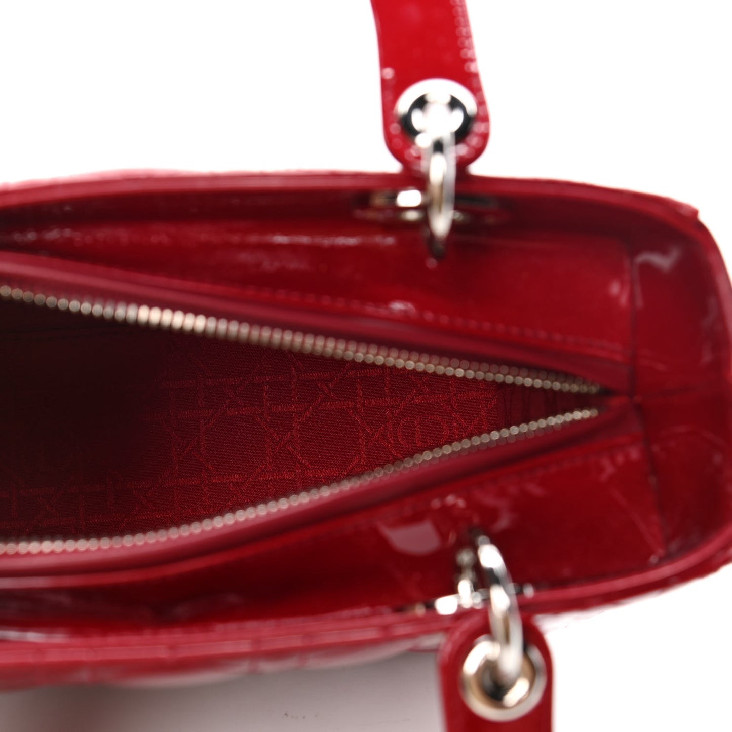 Patent Cannage Medium Lady Dior Red