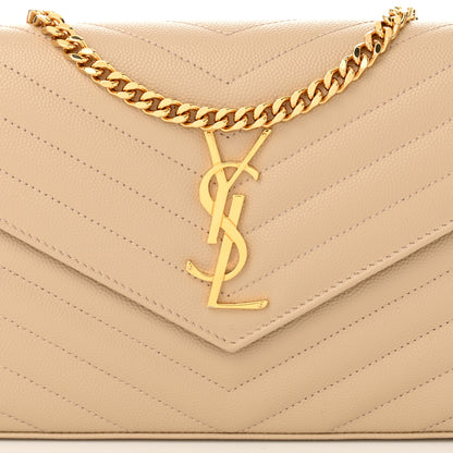 Saint Laurent Grain De Poudre Matelasse Chevron Monogram Chain Wallet Nude Powder 8 of 10