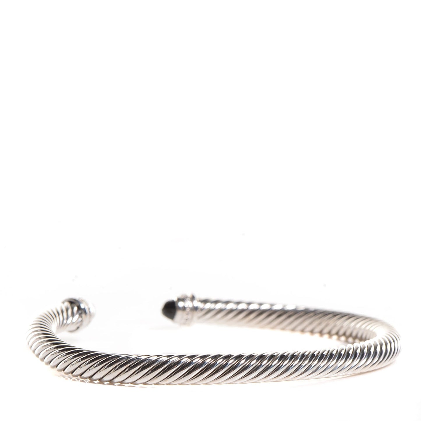 Sterling Silver Diamond Pave Black Onyx 5mm Cable Classics Bracelet