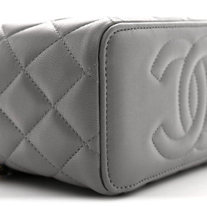 Chanel Lambskin Quilted Metal Small Top Handle Vanity Case With Chain Grey 9 of 11
