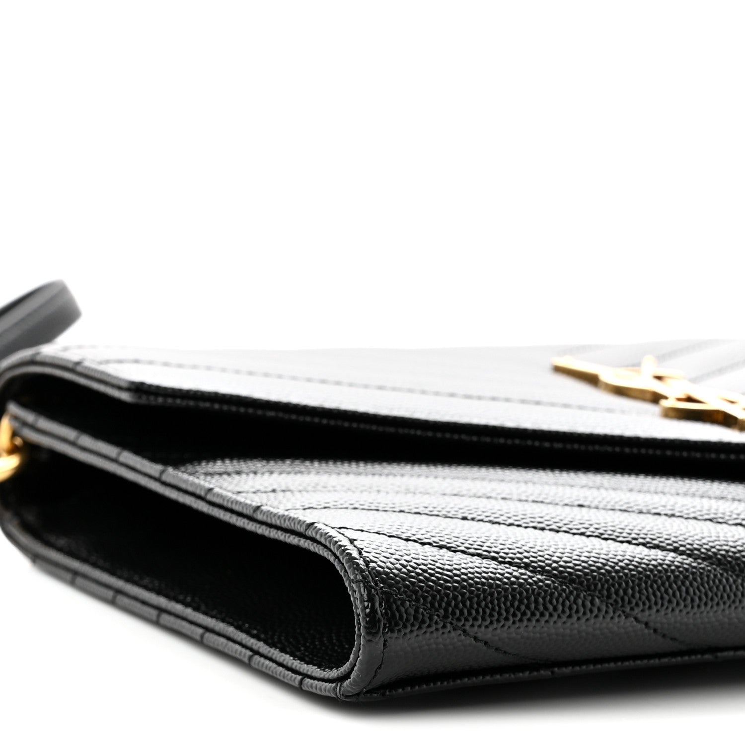 Saint Laurent Grain De Poudre Matelasse Chevron Monogram Envelope Clutch Black Black 9 of 11
