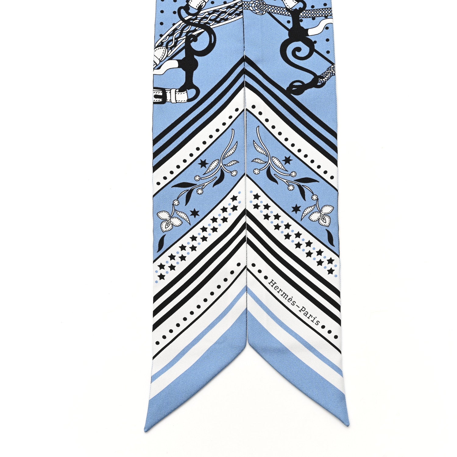 Hermes Silk Festival des Amazones Twilly Bleu Jean White Black 2 of 4