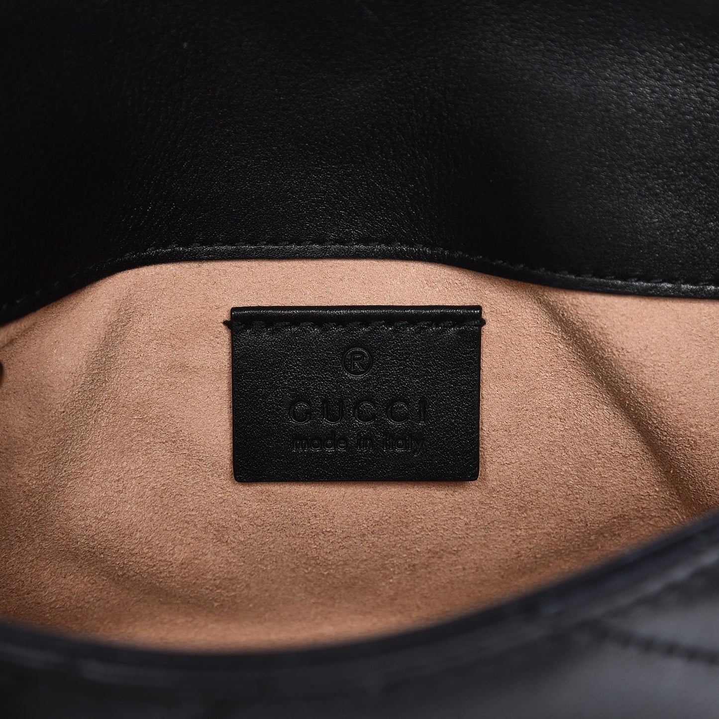 Calfskin Matelasse Super Mini GG Marmont Shoulder Bag Black