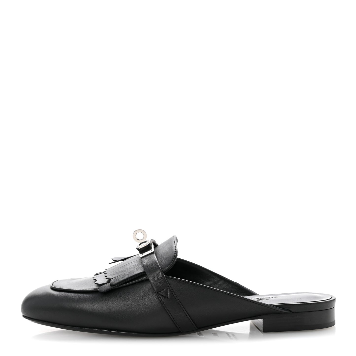 Calfskin Fringe Oz Mules 38.5 Black