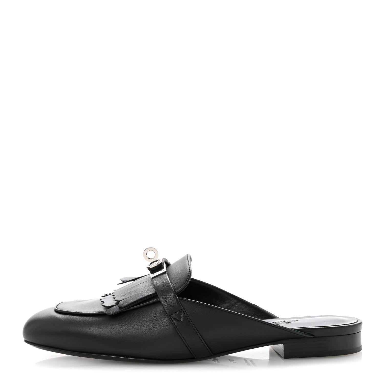Hermes Calfskin Fringe Oz Mules 38.5 Black 1 of 10
