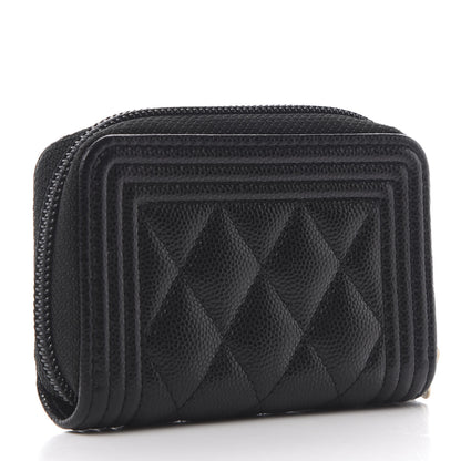Chanel Caviar Quilted Boy Zip Around Coin Purse Wallet Black 3 of 10