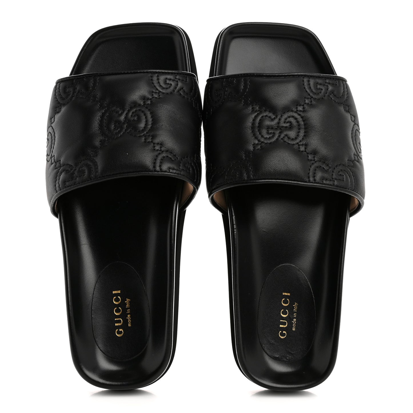 Nappa GG Matelasse Flat Slide Sandals 37.5 Black