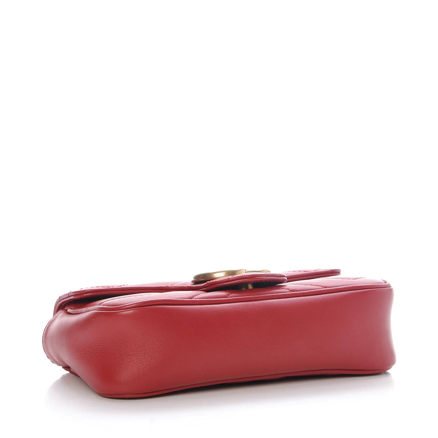 Gucci Calfskin Matelasse Super Mini GG Marmont Shoulder Bag Hibiscus Red 4 of 7