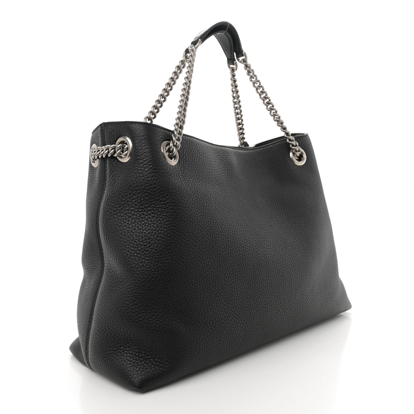 Pebbled Calfskin Studded Medium Soho Chain Shoulder Bag Black