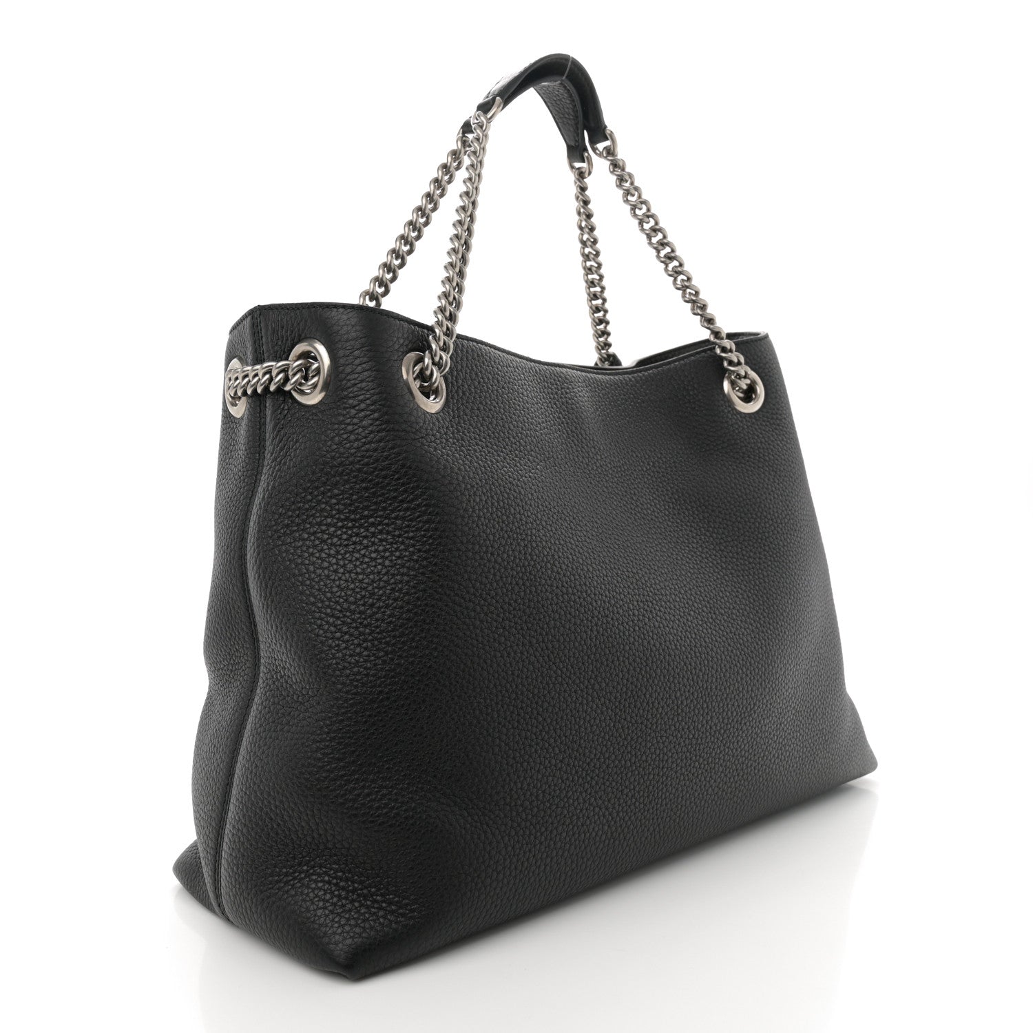 Gucci Pebbled Calfskin Studded Medium Soho Chain Shoulder Bag Black 3 of 10