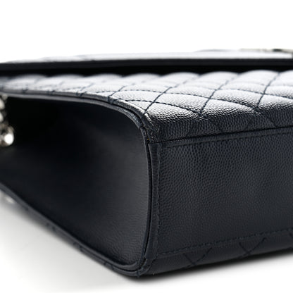 Saint Laurent Grain De Poudre Large Tri-Quilt Monogram Satchel Deep Marine 8 of 9