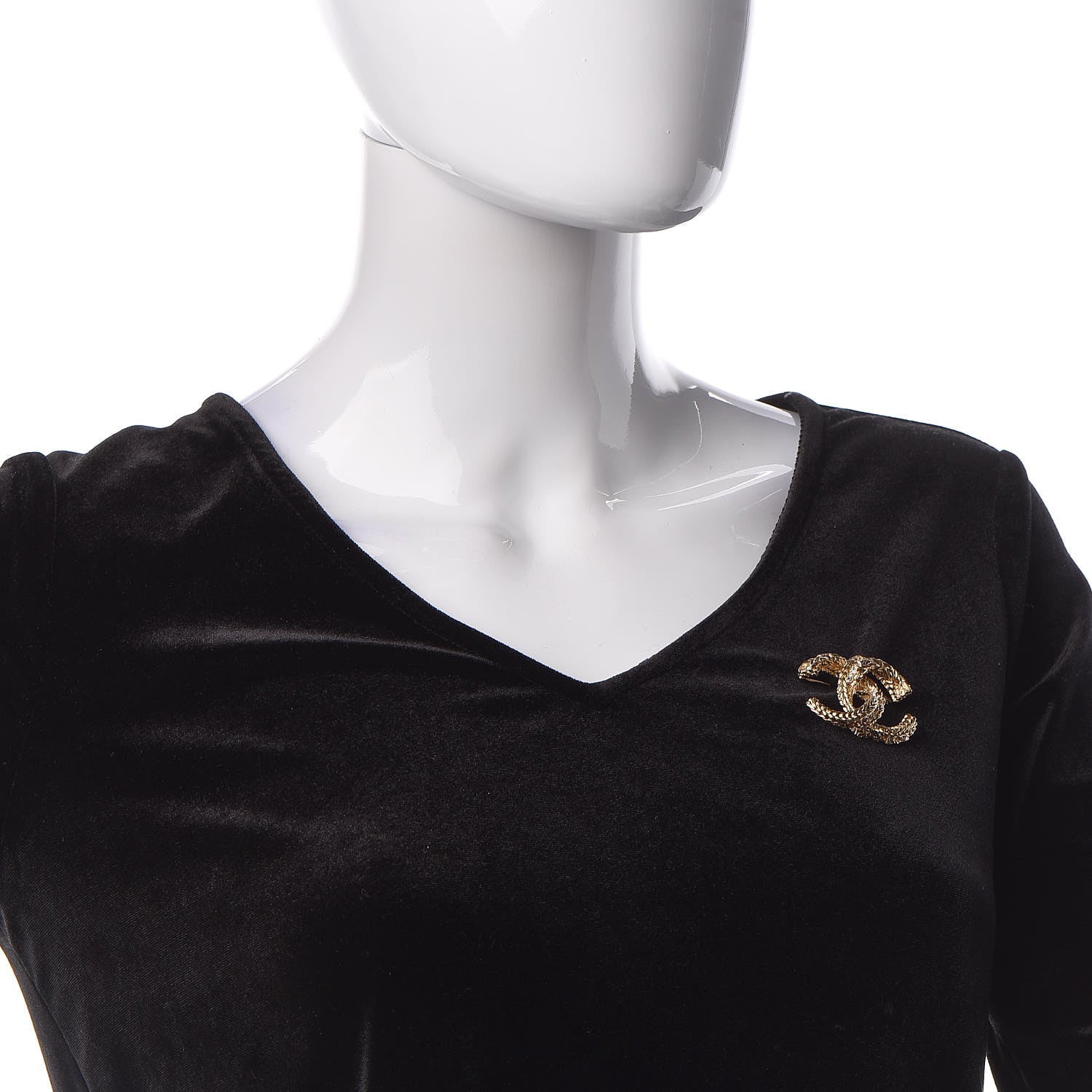 Chanel Crystal CC Braid Brooch Gold 2 of 5