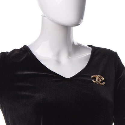 Chanel Crystal CC Braid Brooch Gold 2 of 5