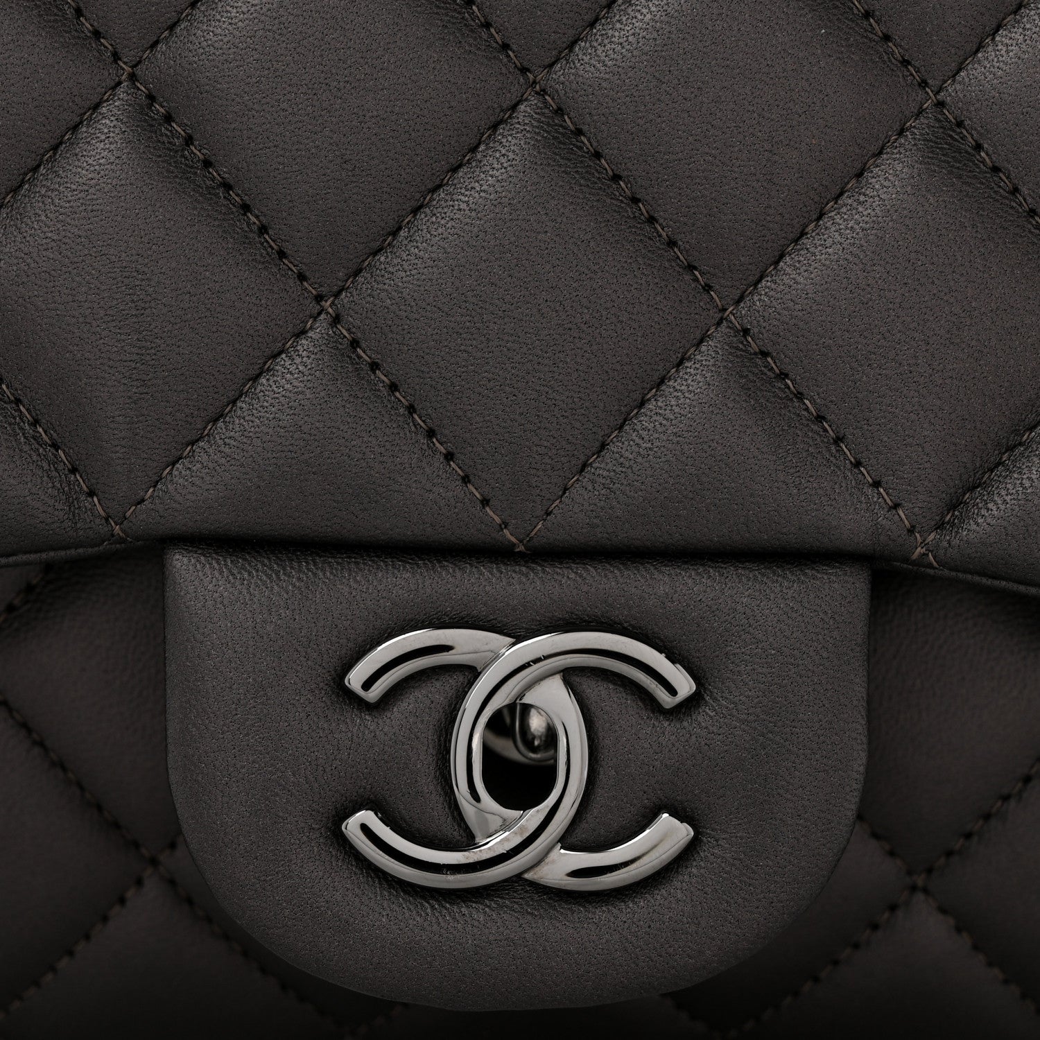 Chanel Metallic Lambskin Quilted Maxi Single Flap Dark Grey 12 of 13