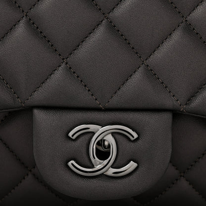 Chanel Metallic Lambskin Quilted Maxi Single Flap Dark Grey 12 of 13