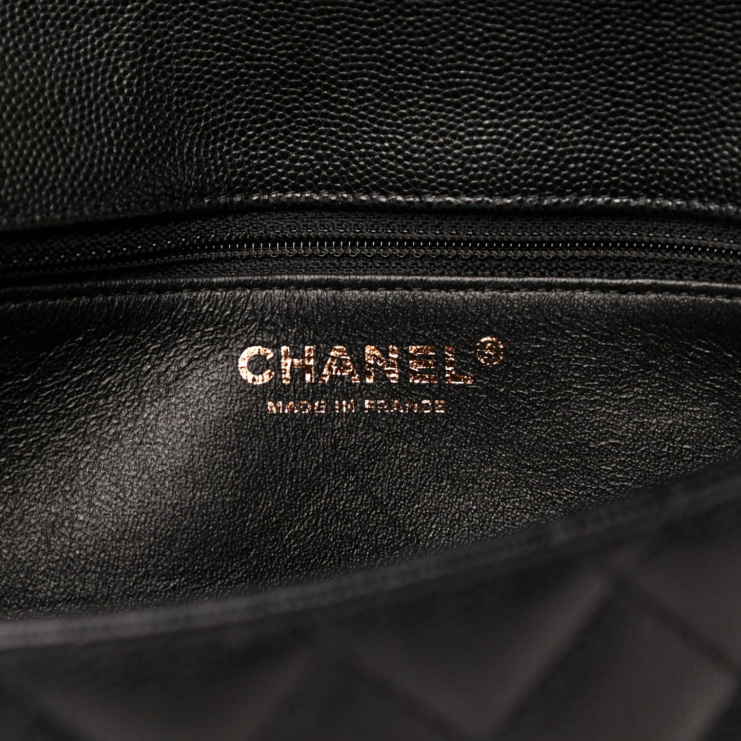 Caviar Quilted Flap Clutch Black