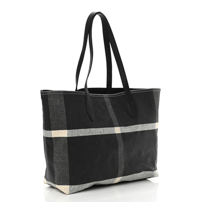 Burberry Coated Canvas Mega Check Medium Doodle Tote Black White 3 of 10