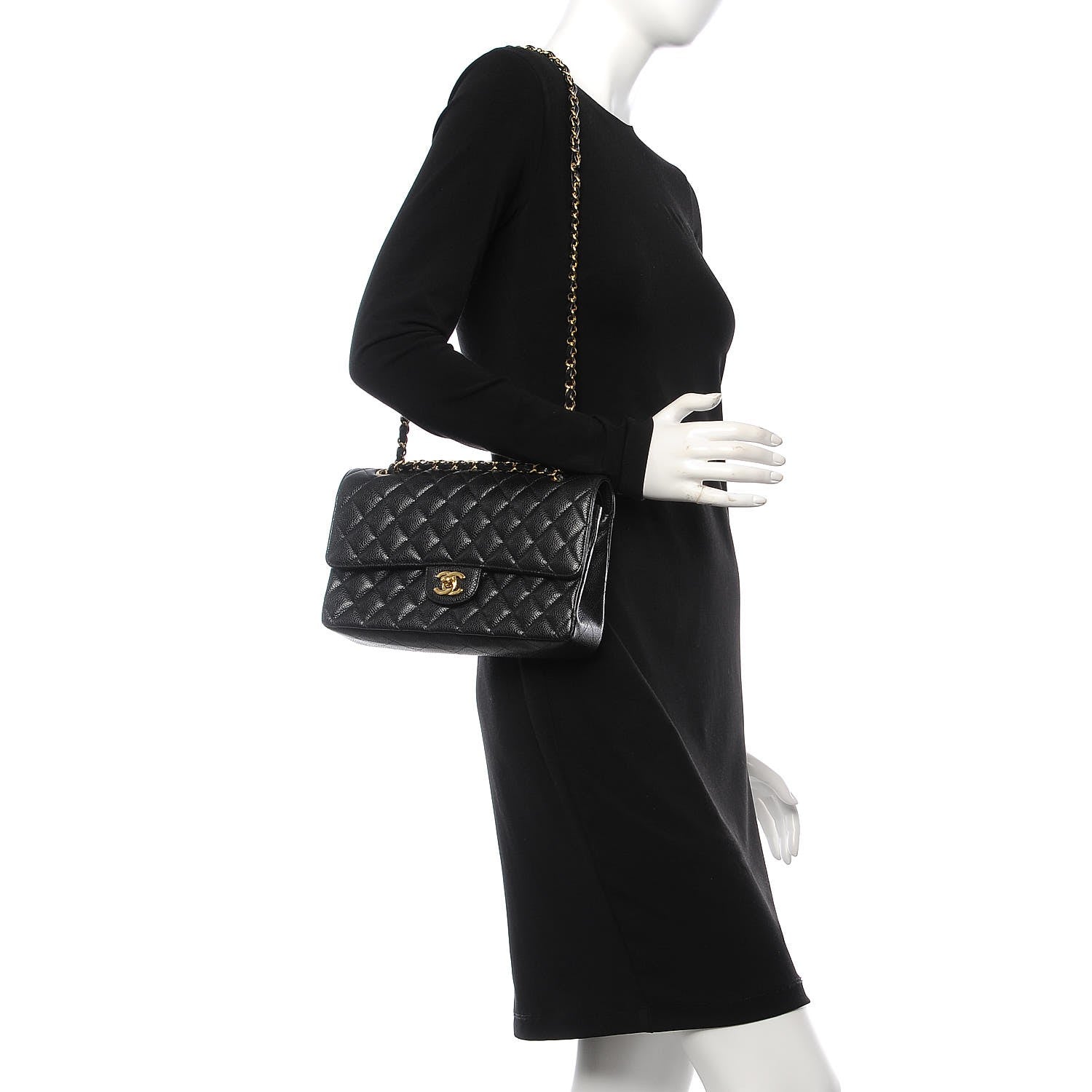 Chanel Caviar Quilted Medium Double Flap Black 2 of 8