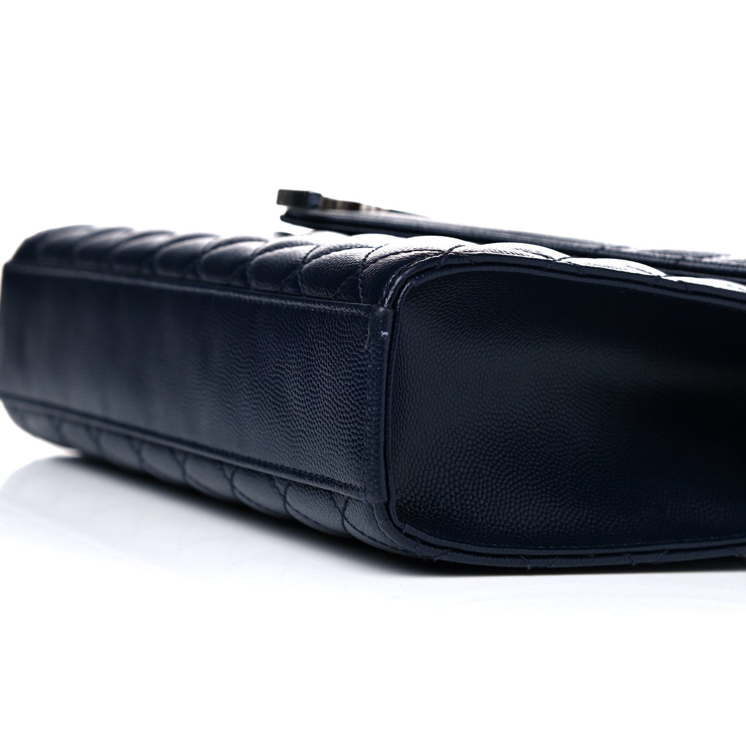 Saint Laurent Grain De Poudre Textured Mixed Matelasse Triquilt Medium Monogram Satchel Deep Marine 10 of 11