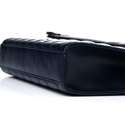 Saint Laurent Grain De Poudre Textured Mixed Matelasse Triquilt Medium Monogram Satchel Deep Marine 10 of 11