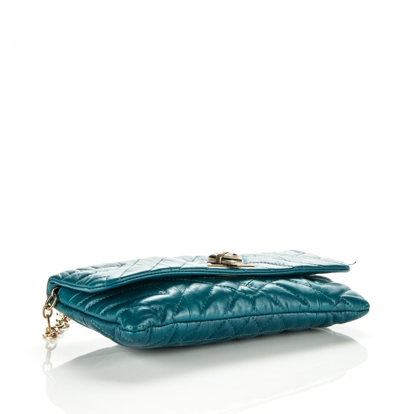 Lambskin Quilted Happy Long Crossbody Blue