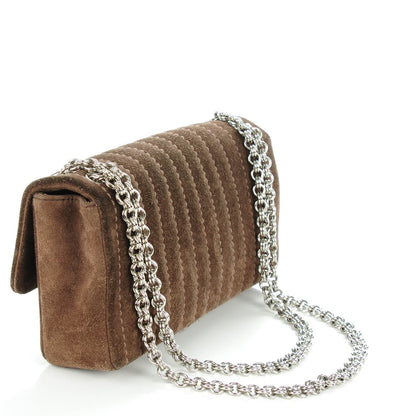 Chanel Suede Vertical Quilted East West Flap Dark Brown 3 of 8