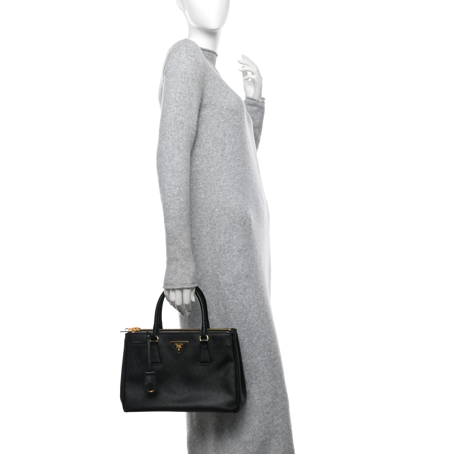 Saffiano Small Galleria Double Zip Tote Black