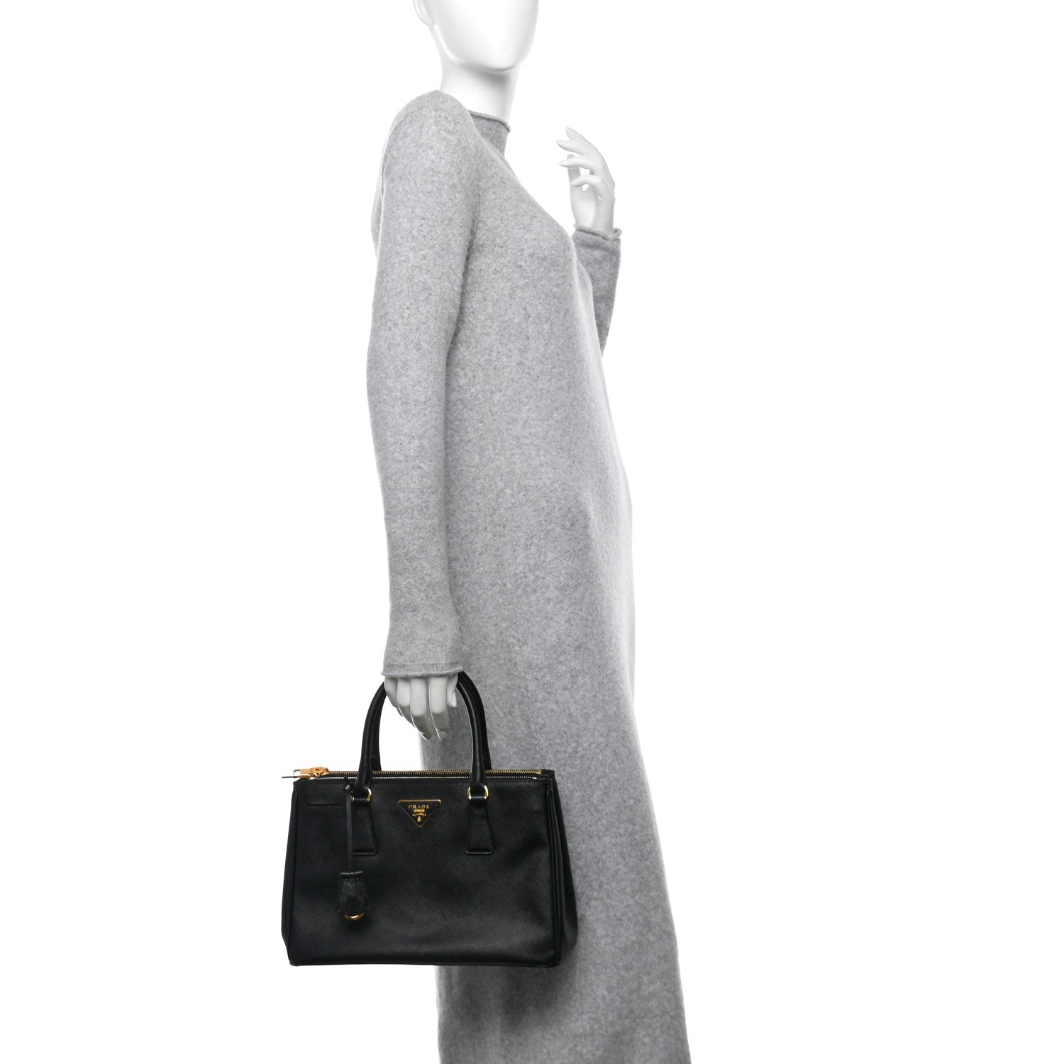 Prada Saffiano Small Galleria Double Zip Tote Black 2 of 9