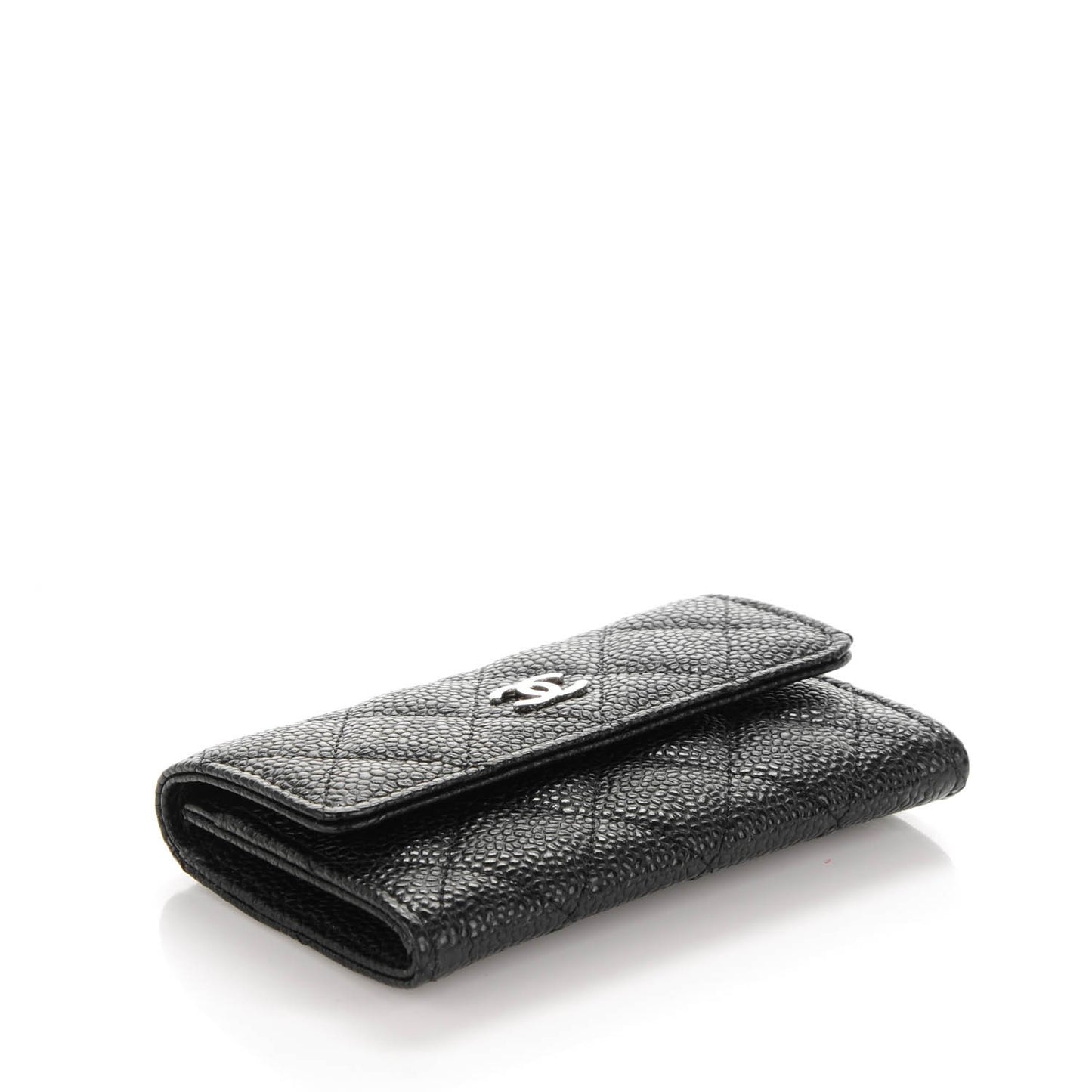 Caviar Quilted Flap Card Holder Black