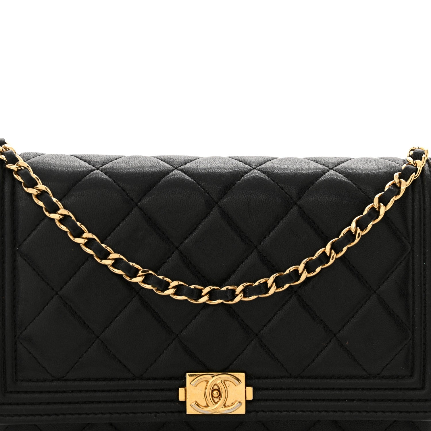 Chanel Lambskin Quilted Boy Wallet On Chain WOC Black 9 of 15
