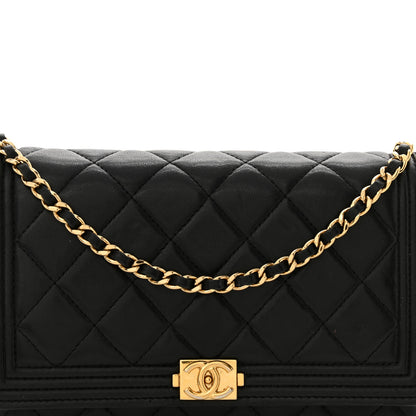 Chanel Lambskin Quilted Boy Wallet On Chain WOC Black 9 of 15